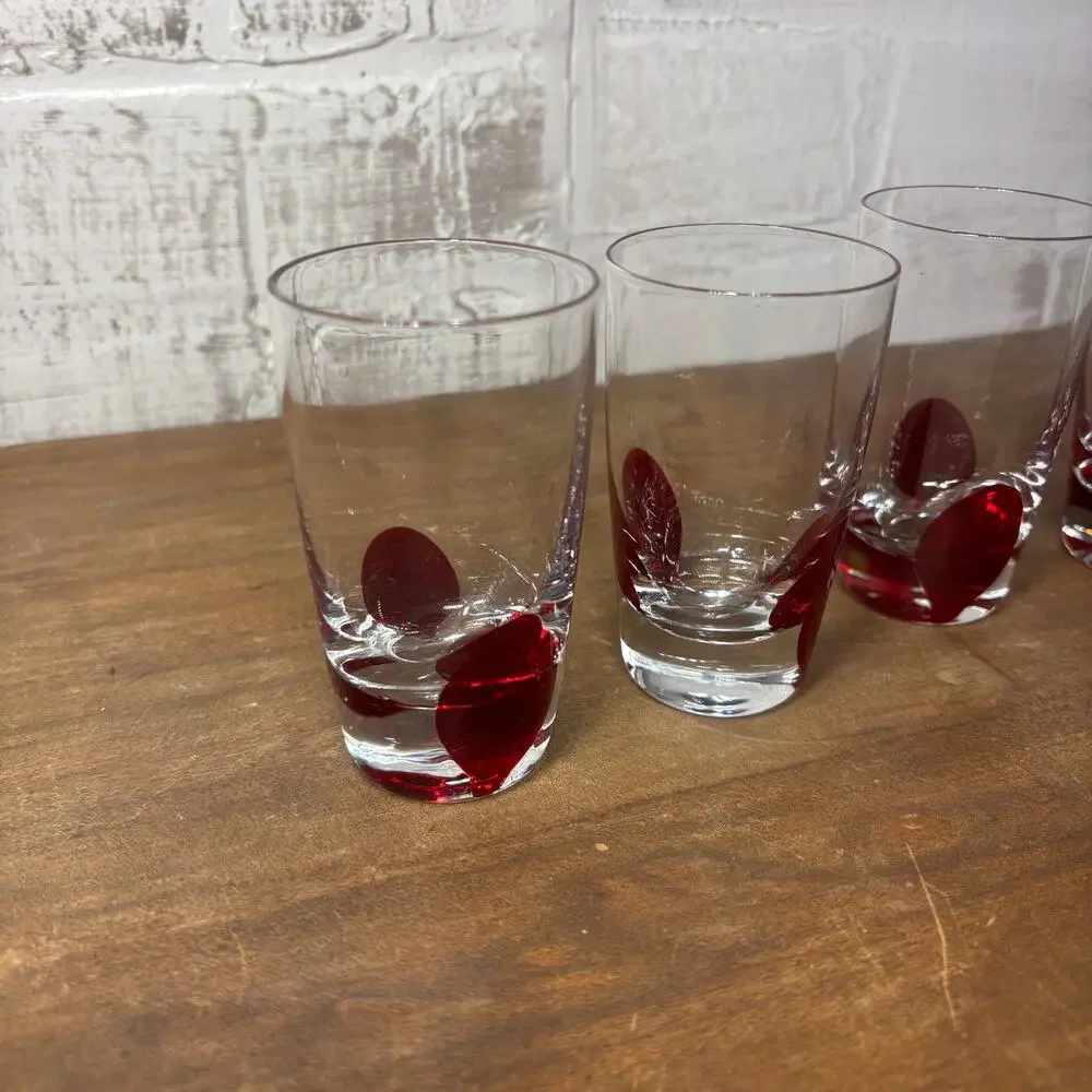 Pier 1 Imports Red Drip Dot Shot Glasses Set of 4